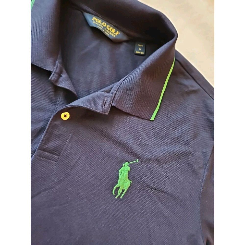 Ralph Lauren POLO GOLF Shirt Big Pony SPELLOUT STAND-UP COLLAR Pro-Fit XL